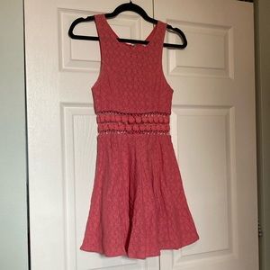 Adorable Free People Mini Dress with Embroidered Floral Cutouts